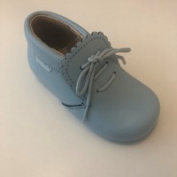 422 Pale Blue Leather Lace up Ankle Boot